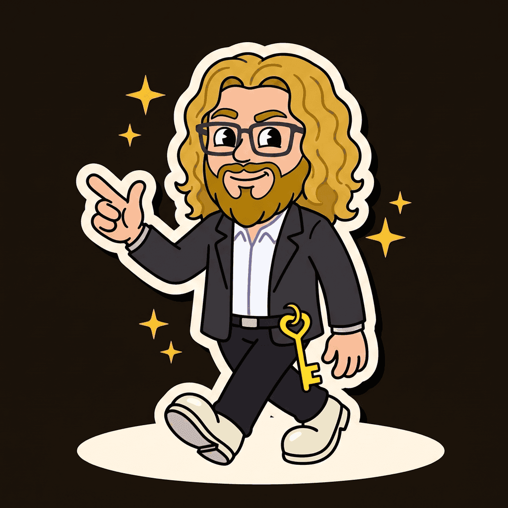 Josh Day — illustrated mascot with the open-source key on his belt